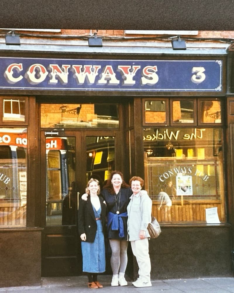 Matt's grandmother and two of his aunts in the doorway of Conways pub in Dublin, years ago.